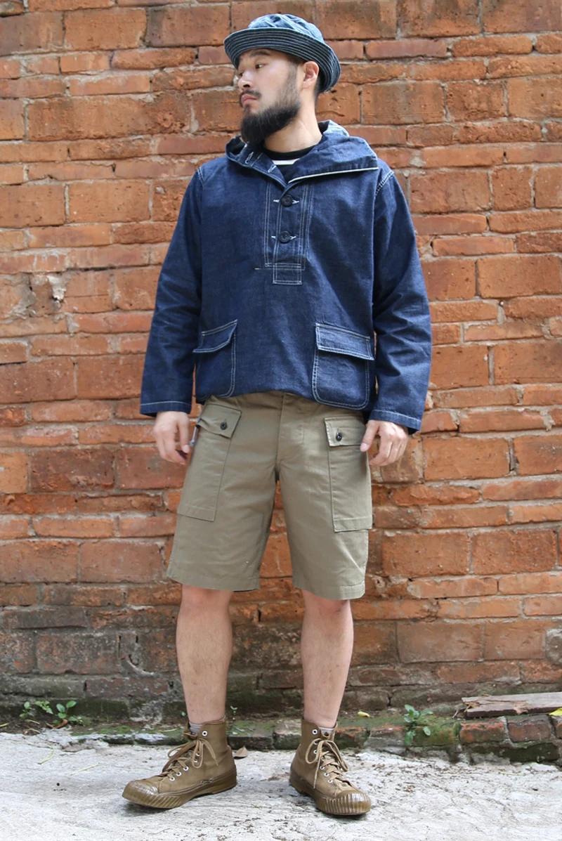 1940'S Usn Dungaree пуловер дымчатый темно синий джинсовый 9 унций Selvage парка Бронсон 8 5