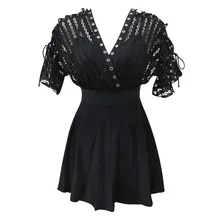 Женский кружевной цельный купальный костюм с v-образным вырезом Летний сексуальный купальный костюм для плавания ming черная пляжная одежда для плавания женское однотонное купальное платье