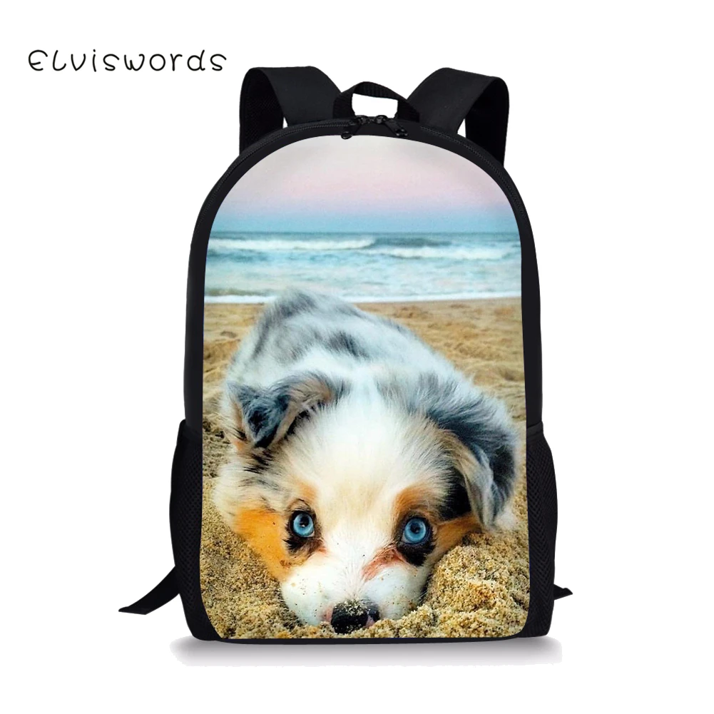 

ELVISWORDS Adorable Dogs Printed School Backpacks for Student Children Girls Cute Travel Bags Women Large Capacity Nice