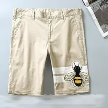 Высокая Новинка Высокие Мужские удобные вышитые пчелы классические полосатые скейтборд, уличная мода хлопковые повседневные шорты# L93
