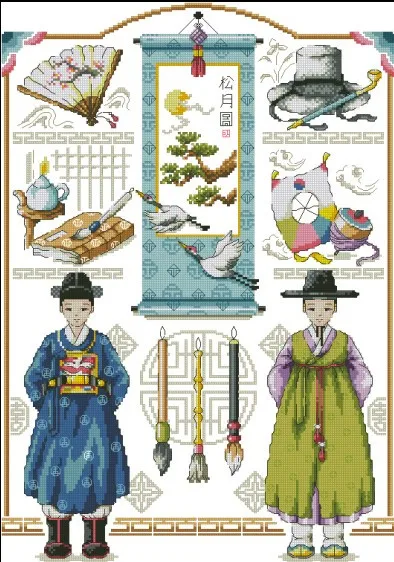 cs-2761 Cross Stitch Kit The Beauty of a Tradition Custom Fan Painting Calligraphy SO