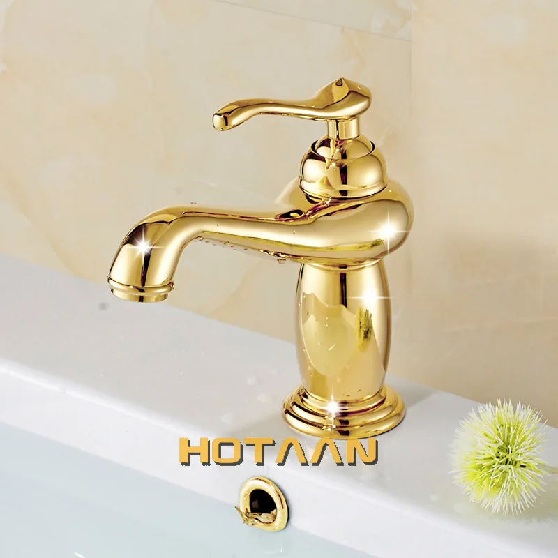 Billig Freies Verschiffen Neue ankunft Bad gold Becken Wasserhahn Gold finish Messing Mischbatterie mit keramik torneiras para banheiro