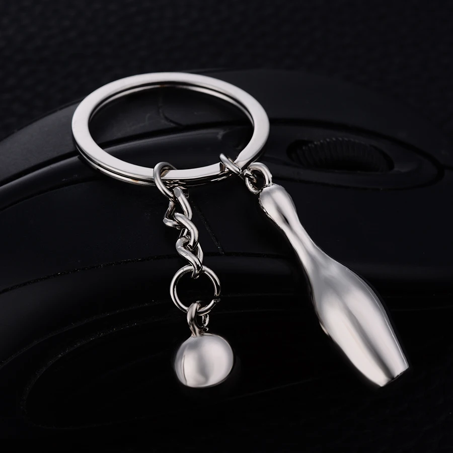 

Zinc Alloy Bowling Key Chain Ring Holder Creative Personality Sports Keychains Sleutelhanger Charm Car Accessories Gift J026