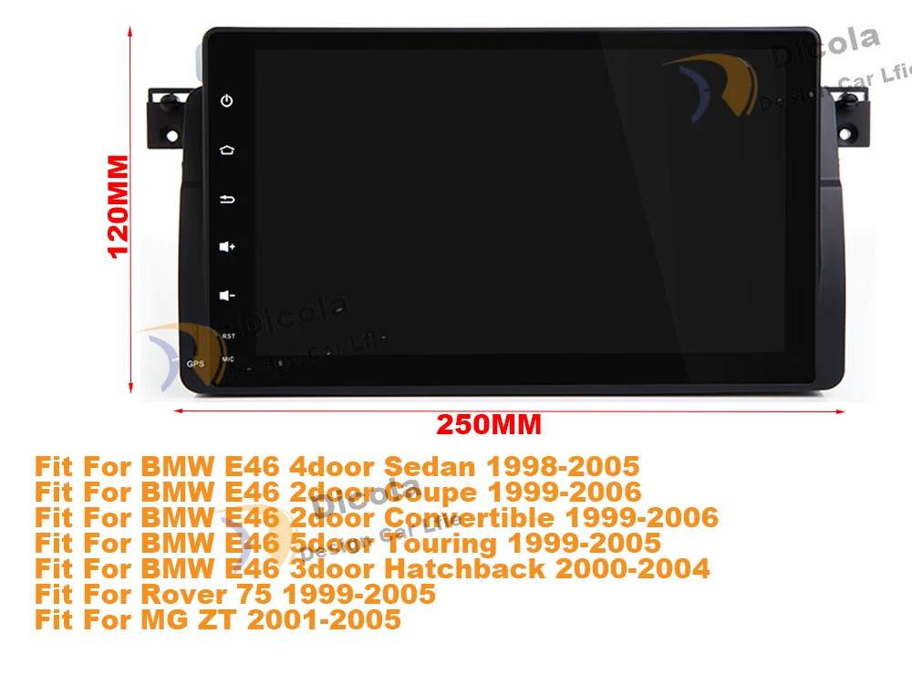 Android 8,1 четырехъядерный gps навигатор 9 дюймов полный сенсорный автомобильный DVD мультимедиа для BMW E46 3 серии/M3 95-05 с BT/RDS/Радио/Canbus