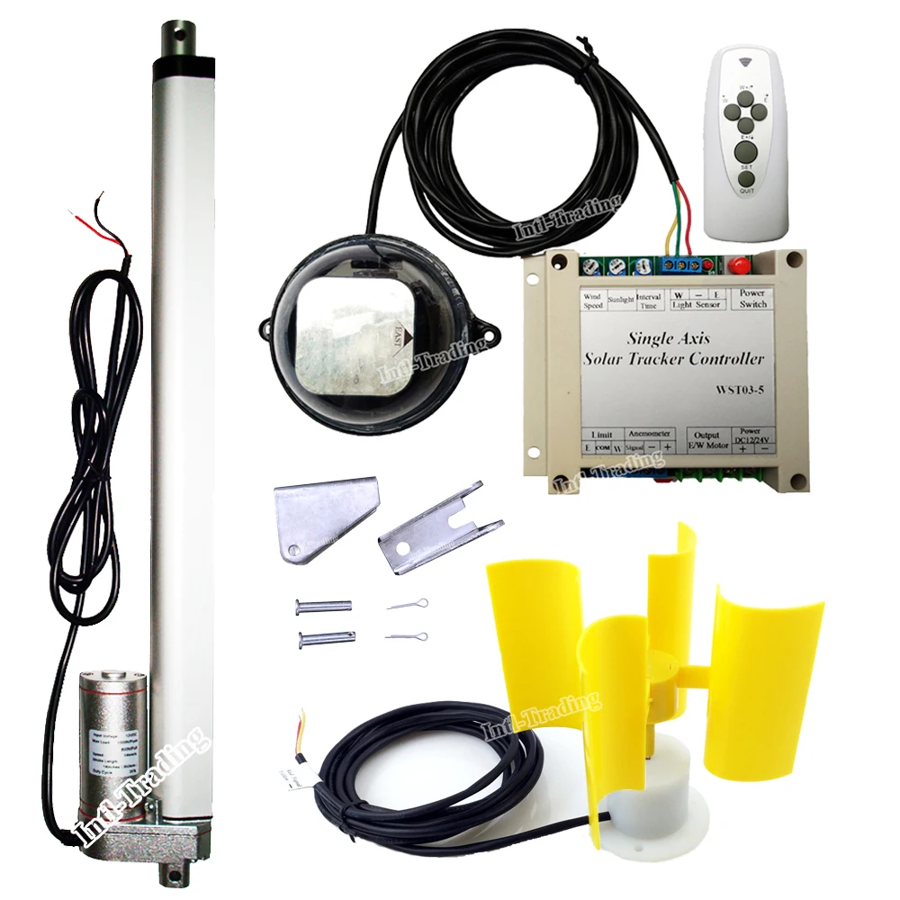

Set of 12V DC Motor Single Axis Solar Tracking Tracker Kits W/ 1500N 14" Linear Actuator W/ Controller W/ Wind Sensor Anemometer