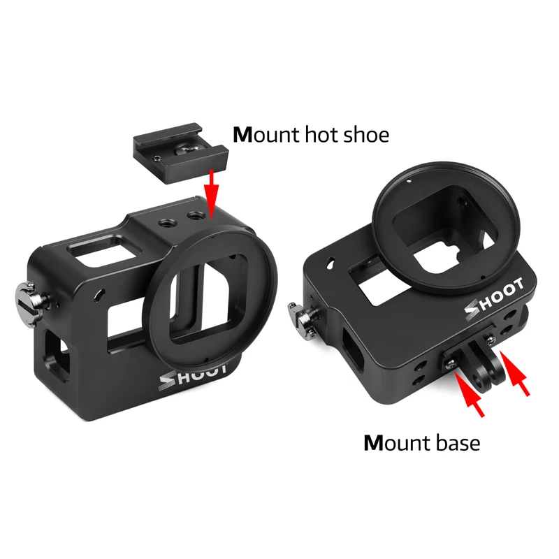 Aluminum CNC Protective Case Anti-Fall Frame Housing with Rear cover 52mm UV filter For GoPro Hero 5 6 7 black Camera Accessories (5)