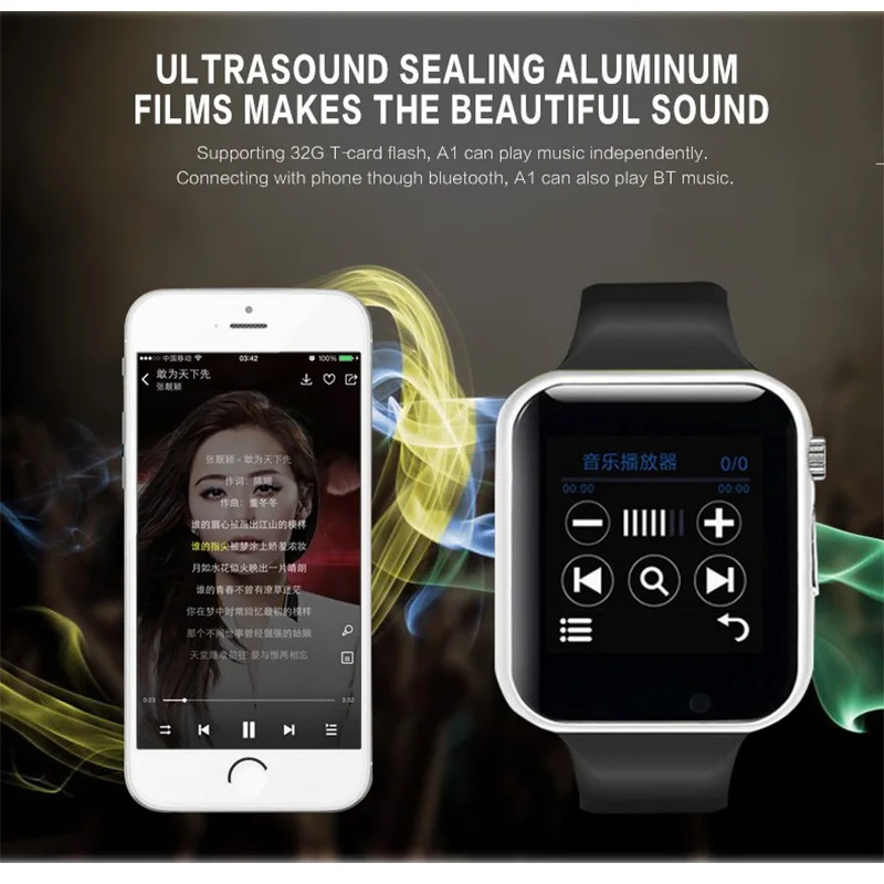  Bluetooth A1 Smart Watch with 16GB 32GB Camera Sport Pedometer SIM TF Card Smart watch for iPhone X
