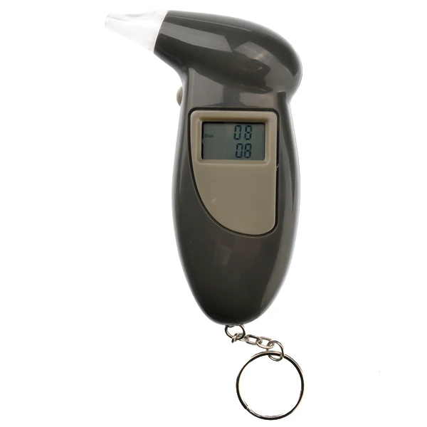 

Portable Gun-shaped LCD Display Digital Alcohol Breath Tester Checker Breathalyzer with Audible Alert & Key Chain (Grey)