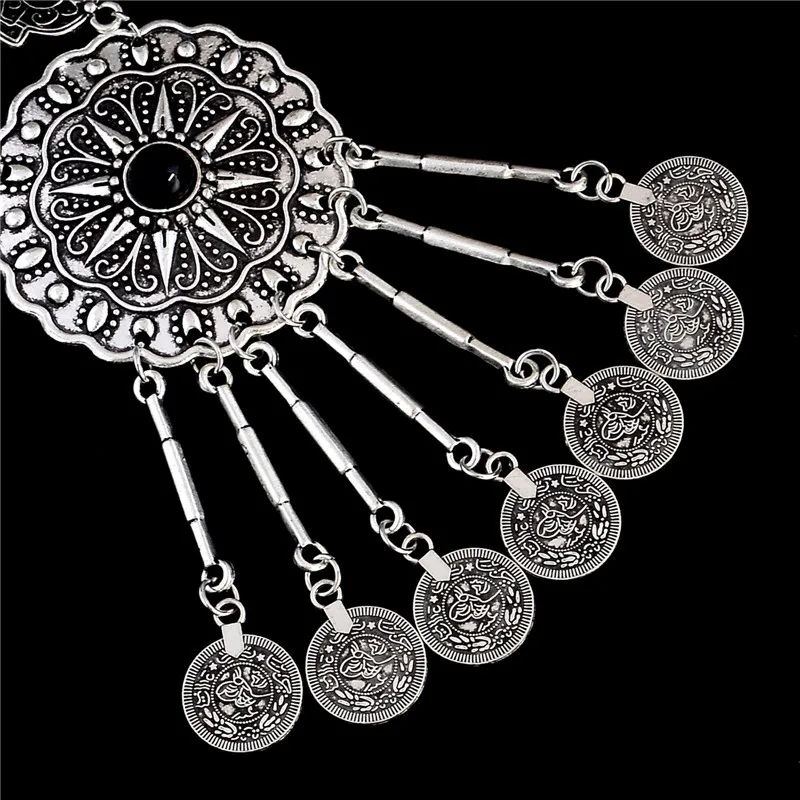 SHUANGR,, этнические тайские серебряные монеты, богемные Подвески с кисточкой, ожерелье, массивные ожерелья, ювелирные изделия для женщин, колье для женщин