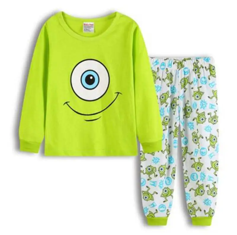 Новая весенне-Осенняя детская одежда для сна для мальчиков и девочек пижамы с длинными рукавами хлопковая ночная рубашка комплекты пижам с героями мультфильмов для маленьких детей - Цвет: Color as shown
