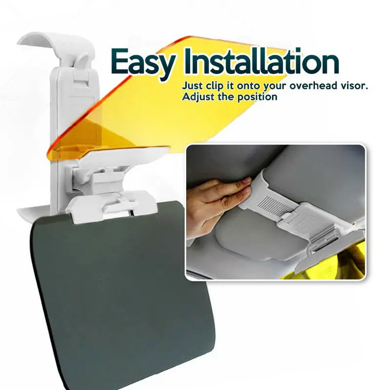 Car Day and Night Antiglare Visor, 2 in 1 Automobile Sun Anti UV Block