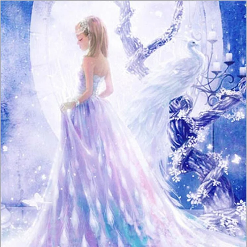 

5D DIY Diamond Embroidery, Full Drill Diamond Painting Cross Stitch Kit, Cartoon, Peacock, Princess, Diamond Mosaic,Wall Decor