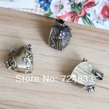 

Vintage Photo Locket Antique Bronze Brushed Love Heart Prayer Wish Box Photo Locket Frame Pendant
