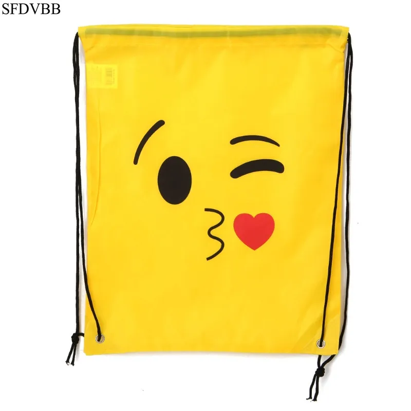 Emoji Drawstring Bags 12 Pack Cute Assorted Emoticon Party Favors