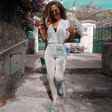 Глубокий v-образный вырез на молнии бак верхние леггинсы спортивный костюм Костюмы свободного кроя с завязками, штаны Спортивная одежда спортивная спортивный костюм Для женщин Набор для йоги