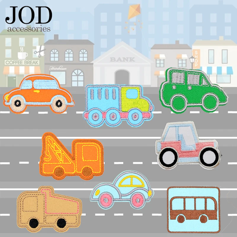 

JOD 8PCS Embroidery Car Iron on Patches for Clothing Badge Fabric Stickers Embroidered Patch Applique for Clothes DIY Children