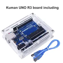 For Arduino, Miroad Uno R3 board ATmega328P with USB Cable+ Uno R3 Case Enclosure New Transparent Gloss Acrylic Computer Box K69