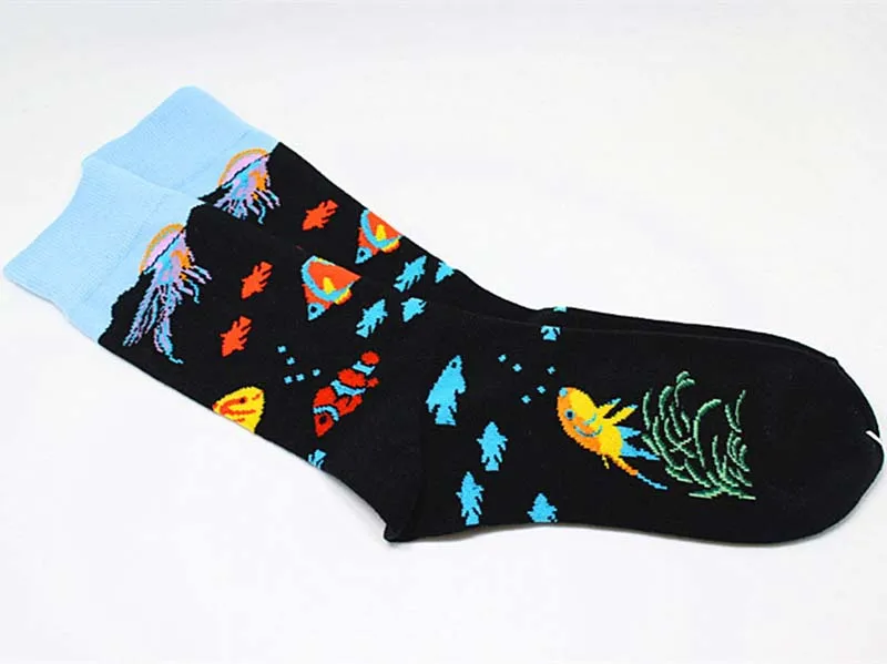 [WPLOIKJD] Креативные красочные забавные носки хлопковые счастливые носки для команды мужские Harajuku Свадебные Hombre животные рыба/мопс/слон дивертидо