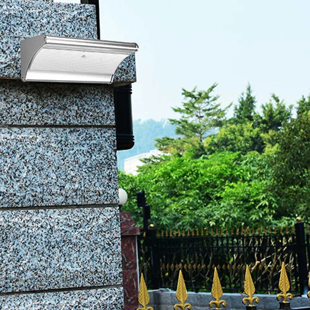 

Outdoor Waterproof LED Solar Lights Garden Pathway Stairs Lamp Stainless Steel LED Lights Solar Panel Wall Lamp Stair Lighting