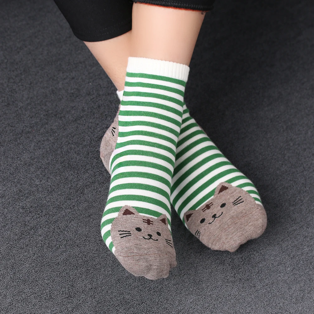 1 пара каваи Животные Печатные стильные полосатые Модные женские короткие носки милые кошачьи лапки повседневные Мягкие хлопковые носки