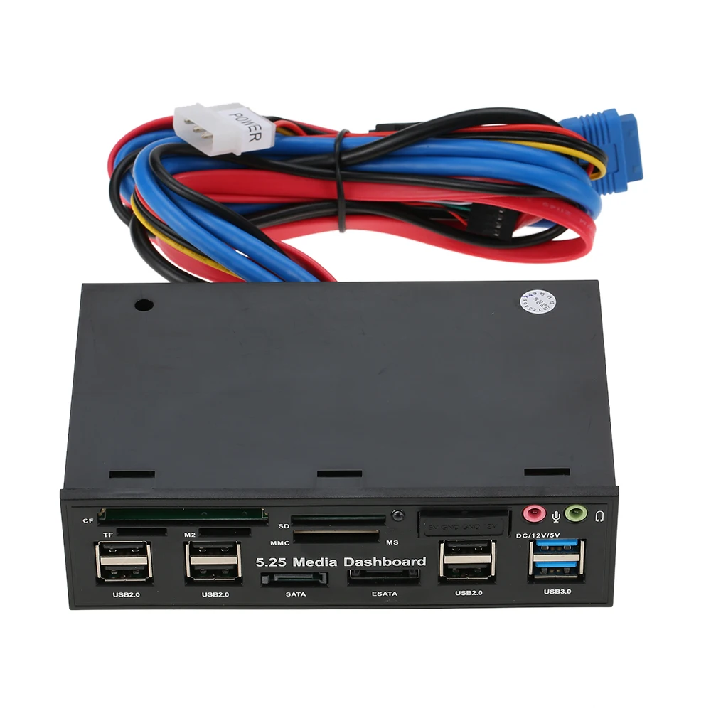 

Multi-Function USB 3.0 Hub eSATA SATA Port Internal Card Reader PC Media Front Panel Audio for SD MS CF TF M2 MMC Memory Cards