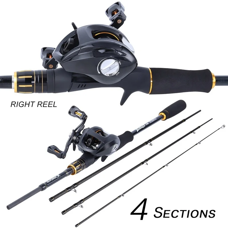 Fishing Rod and Reel Combo - Powerful 2.1M Casting Fishing Pole with Smooth Spinning Baitcasting Fishing Reel Kit