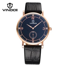 VINOCE кожаный ремешок часы для мужчин Топ бренд класса люкс Бизнес Кварцевые часы для мужчин наручные часы мужские Relogio Masculino V6275G