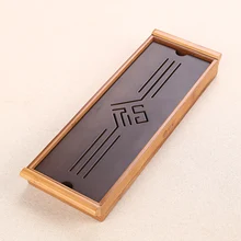 [GRANDNESS] чёрный Настольный китайское кун-фу подача чая Бамбуковый стол воды поддон 39*13 см