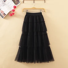 Новинка года; Многослойная юбка-пачка; сезон весна-лето многослойная юбка Феи из сетчатой ткани плиссированная юбка в стиле ампир Милая юбка Лолиты длиной до щиколотки