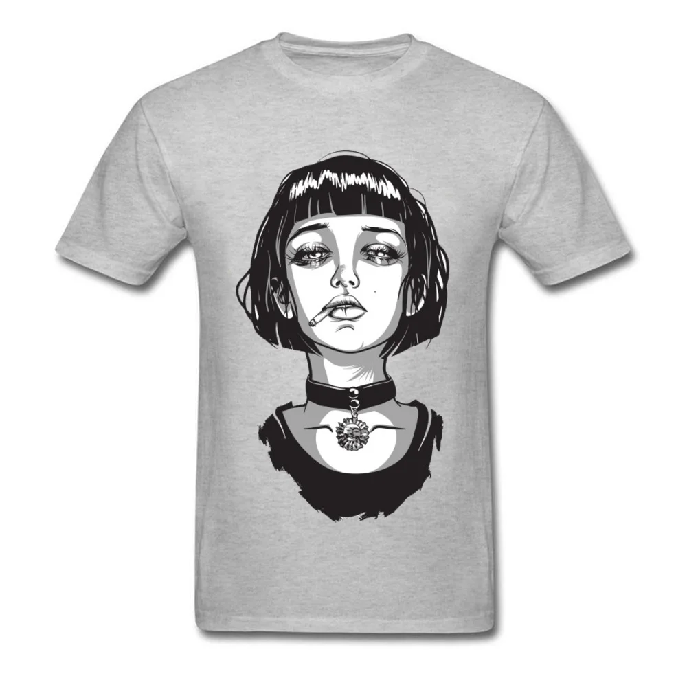 1847126mathilda1 T Shirt Retro Round Collar Unique Short Sleeve 100% Cotton Men T Shirt Classic Tops Tees Free Shipping 1847126mathilda1 grey