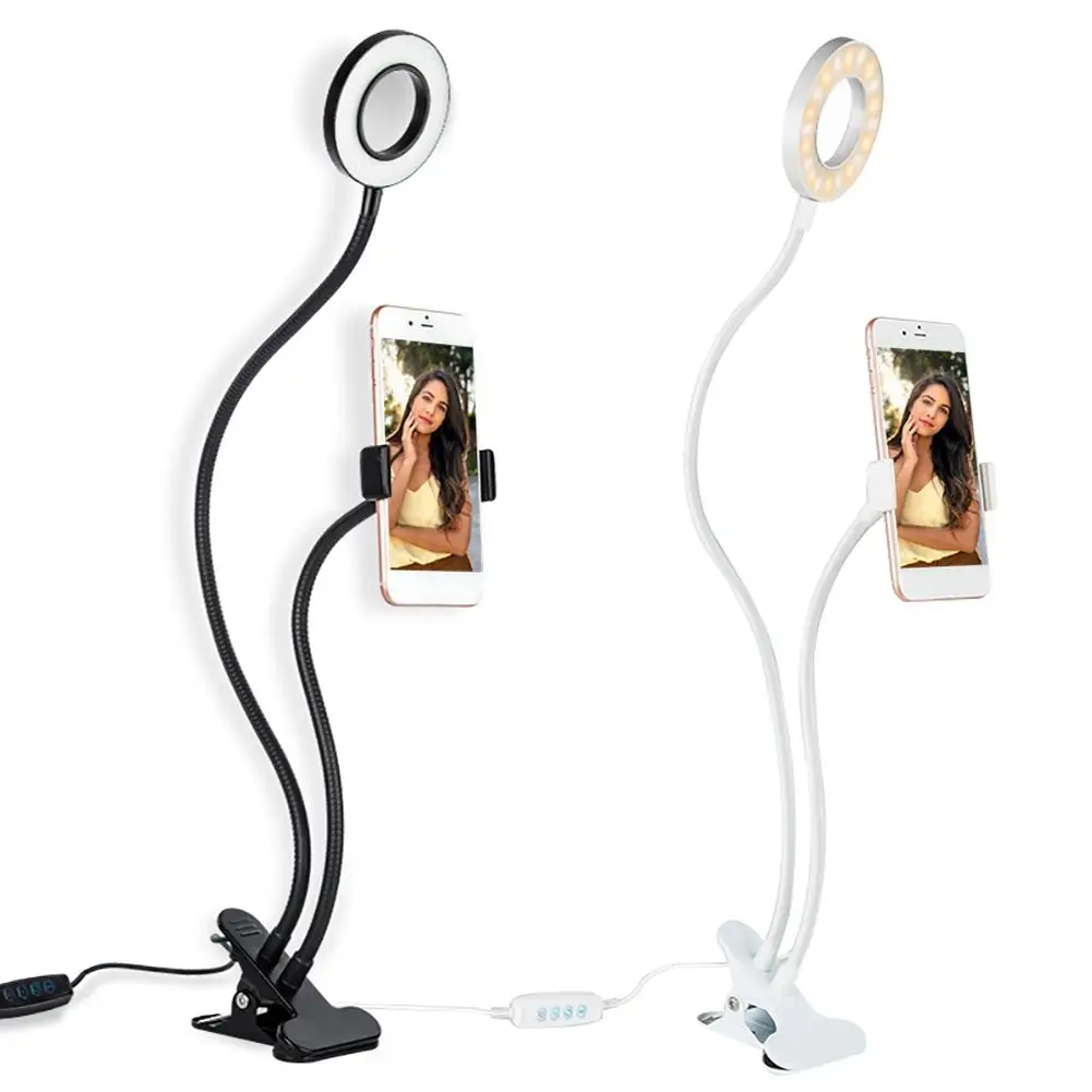 Adjustable Desktop Phone Holder Flexible Selfie Ring Light