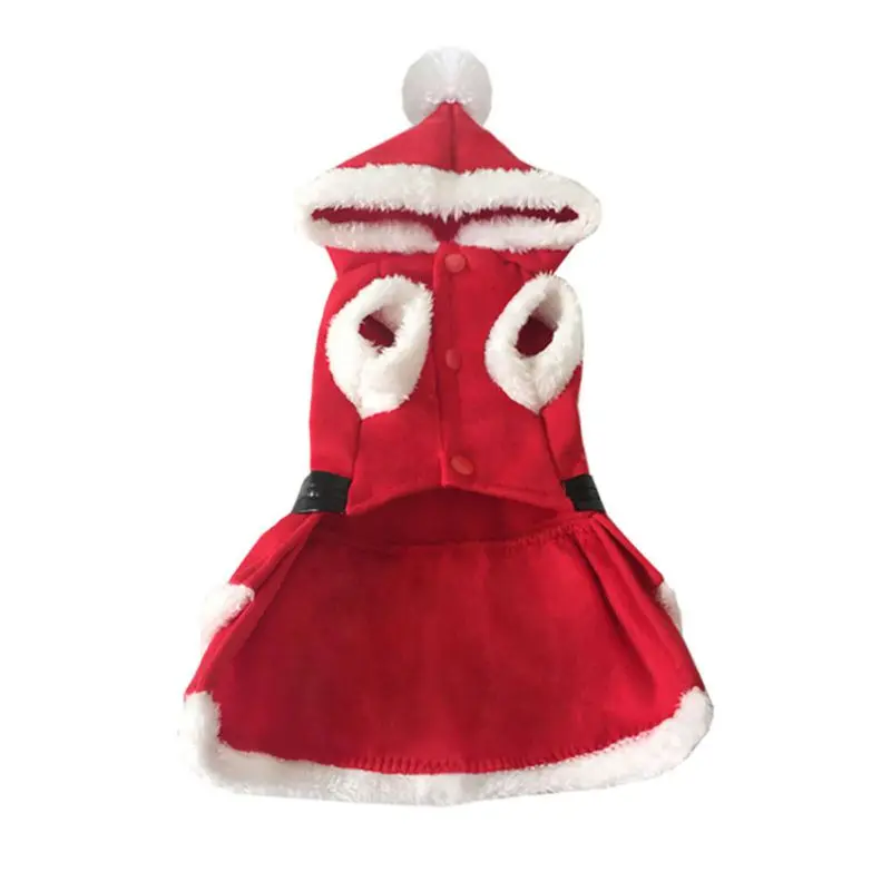 Костюм Санта-Клауса для собак, Рождественский костюм для животного с шапкой, товары для щенков, собак, кошек, верхняя одежда, одежда, красный, черный пояс, пальто