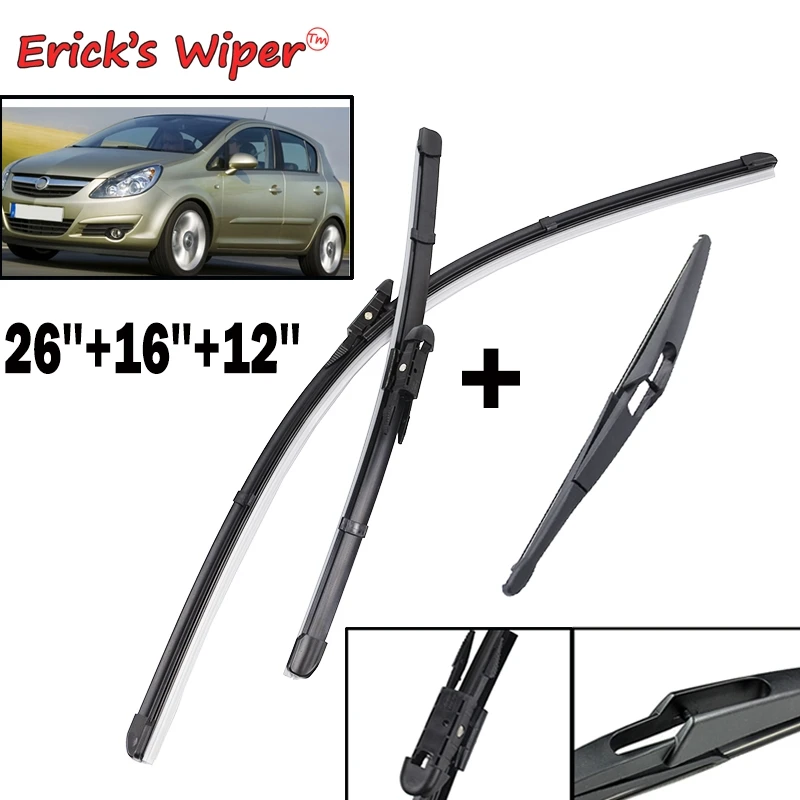 Erick's Wiper Front Rear Wiper Blades Set For Vauxhall Corsa MK3 (D