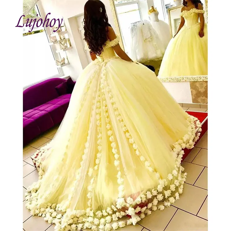 Yellow Quinceanera Dresses Ball Gown Plus Size 15 year old Sixteen Sweet 16 Dress Prom Dress debutante