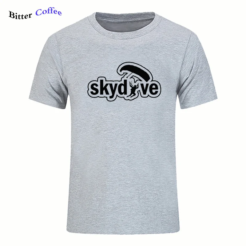 Горький кофе skydive Забавный принт хлопок футболки мужские Новое поступление Летний стиль короткий рукав мужская футболка плюс размер