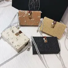 Новая женская квадратная соломенная сумка, модные сумки с вышивкой, женская сумка на плечо, дорожные сумки через плечо для женщин, сумки-мессенджеры