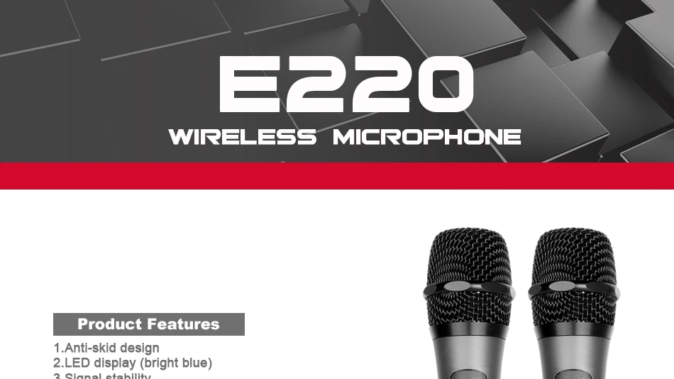 XTUGA профессиональный беспроводной микрофон E220 полностью металлический ЖК-экран с управлением звук хорошее качество церковный Поющий домашний караоке говорящий