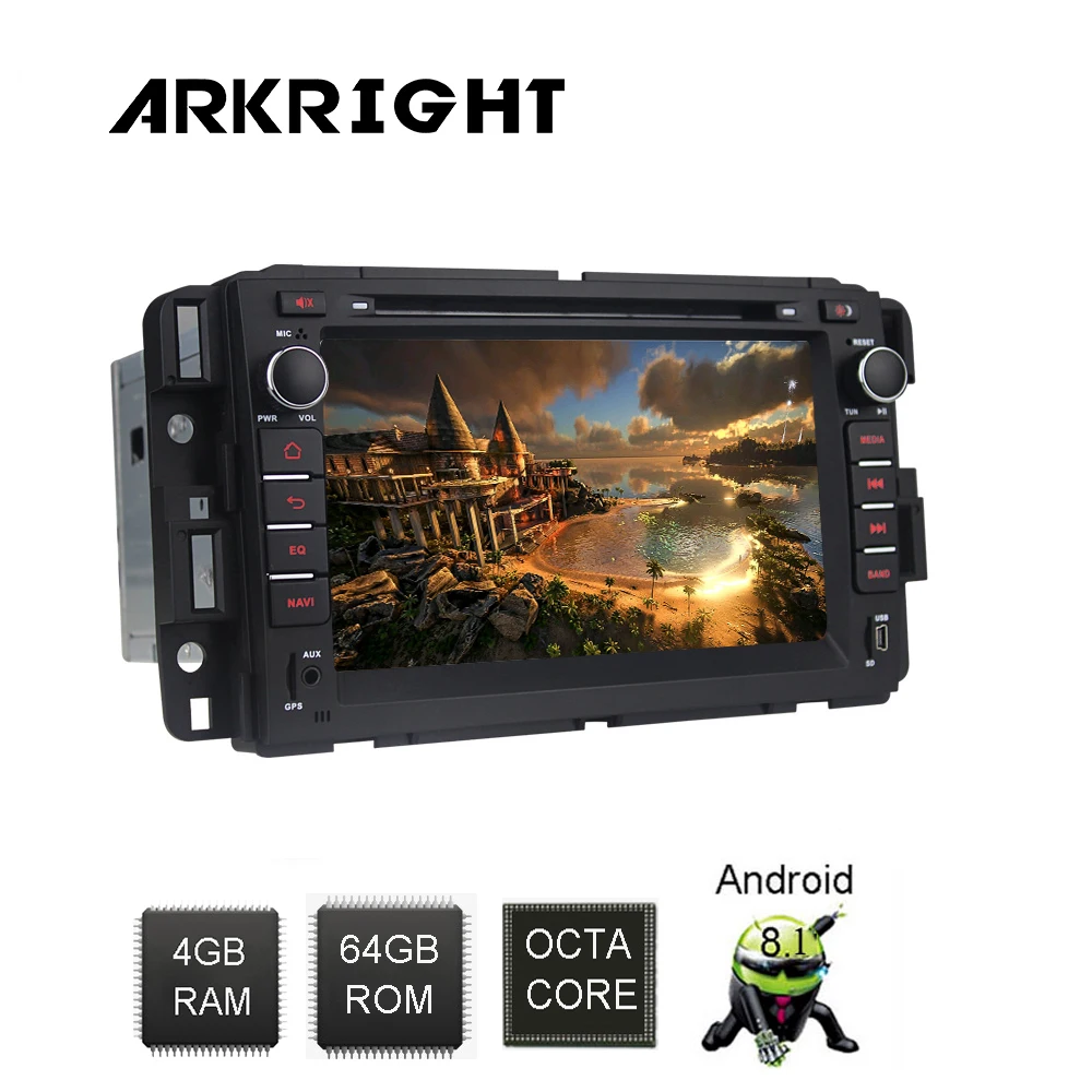 Автомагнитола ARKRIGHT 7 &quot 4 + 64 ГБ Android 8 1 для Chevrolet Traverse Tahoe Suburban GMC GPS навигация