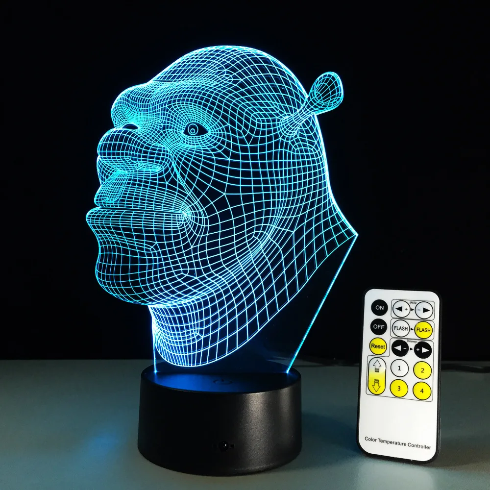 Shrek Lamp 3D Visual Led Night Light Luminaire with Remote Touch Sensor
