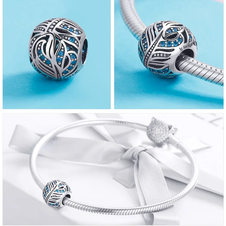 Серебряный S925 fit Pandora браслет Маргаритка Снежинка Единорог Жук бусины кролик 925 DIY Циркон Скелет перо мир руки талисманы