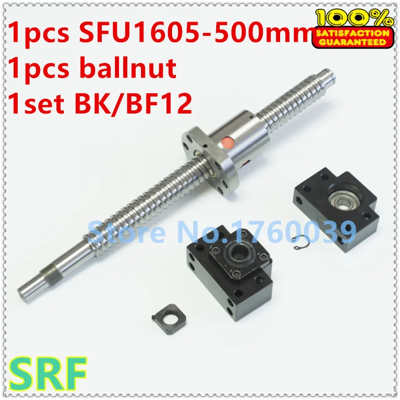 16mm Rolled Ball Screw RM1605 set1pcs SFU1605 Ballscrew L=500mm C7