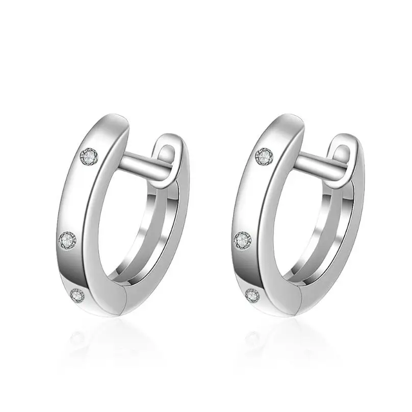 

New Hot Hollow Round Zircon Couple Earrings For Women Trend Creative 925 Sterling Silver Christmas Jewelry Oorbellen SAE198