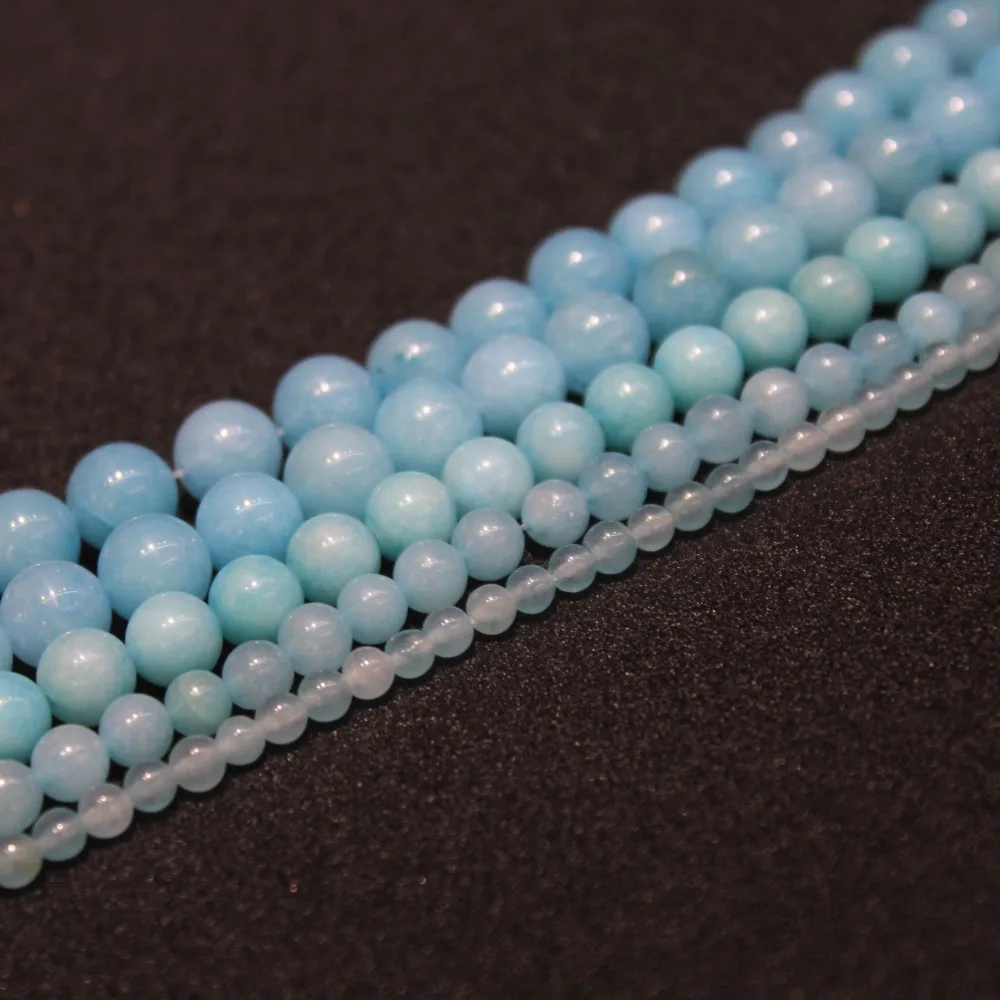 Natural Stone Wholesale Blue Amazon Round Beads 4 6 8 10mm For Jewelry Making