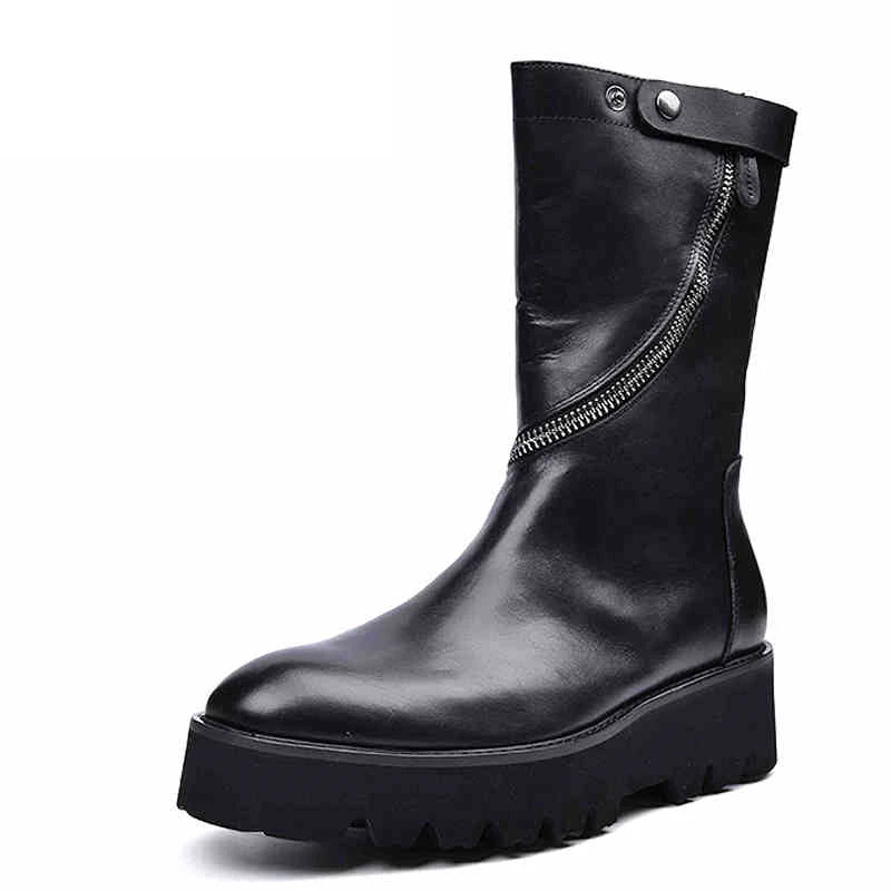 

Europe and the United States men 's leather boots leather high boots leather trend SUB2322