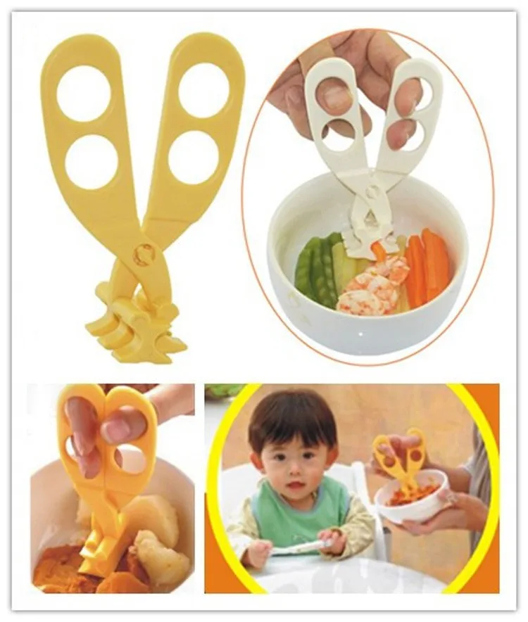2X Baby Scissors Feeding Food Shears Multifunctional Baby Food Cutter