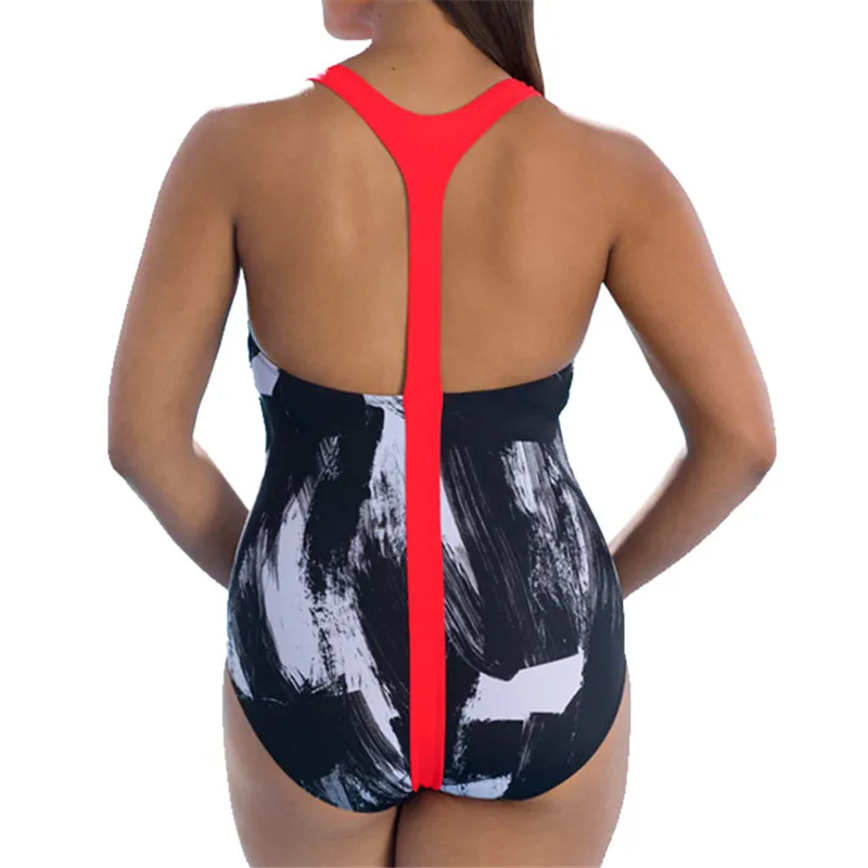 

Bkning 4XL 3XL Large Size Swimwear Women One-piece Bathing Suit Print One 1 Piece Swimsuit Female Black Backless Strapes 2XL XL
