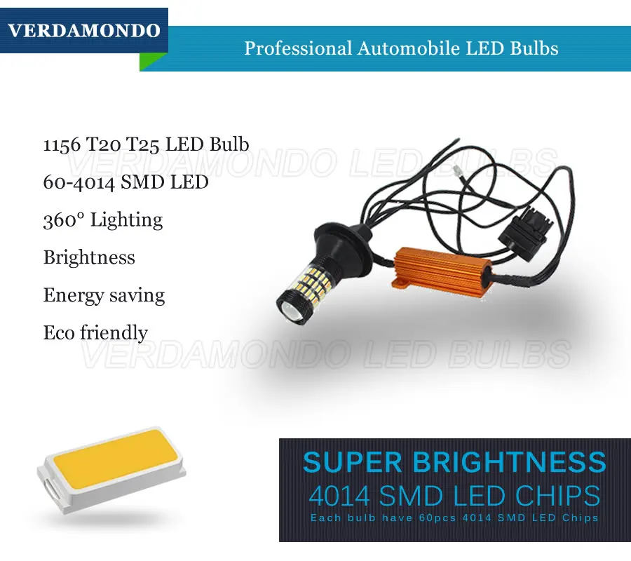 2 шт. 1156 7440 3156 4014 60smd светодиодный двухцветная белого и желтого цвета сигнал