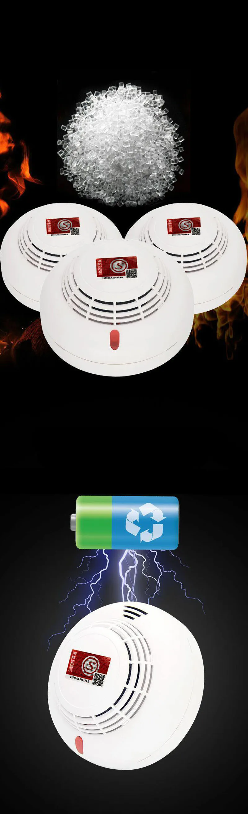 Шт. 1 шт. датчик дыма беспроводной чувствительный фотоэлектрический монитор пожарный детектор дыма для домашнего офиса охранная
