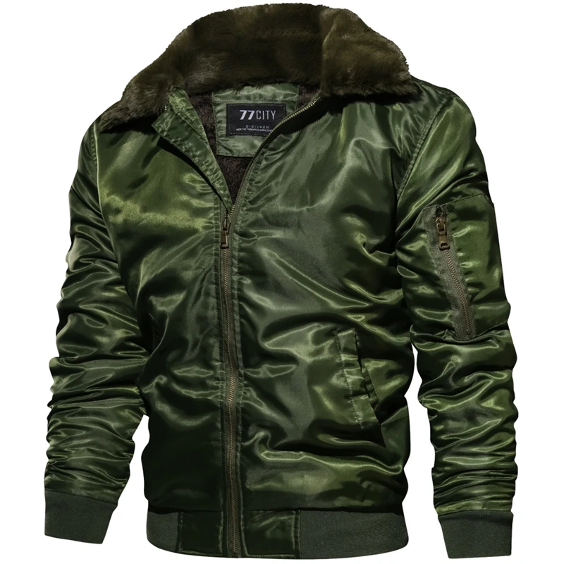 New Autumn Winter Jacket Men MA1 Tactical Pilot Bomber Jacket Men Warm Military Jacket Fur Collar U