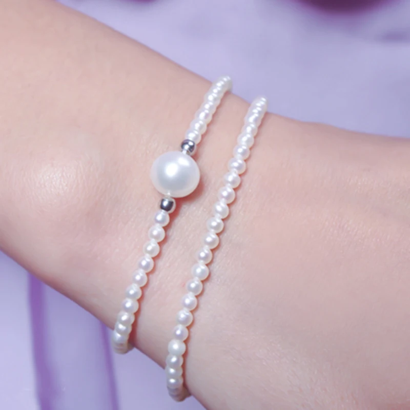 Sinya Natural 3mm pearls beads Au750 gold beads strands bracelet for ladies girls 16 17 18cm length high luster fashion design (1)